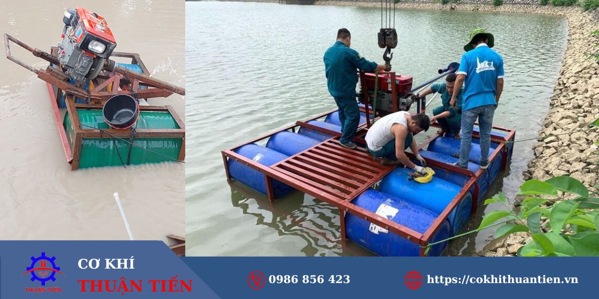 Máy hút bùn chạy bằng dầu cũng có thể nạo vét bùn tại các cống rãnh, kênh mương