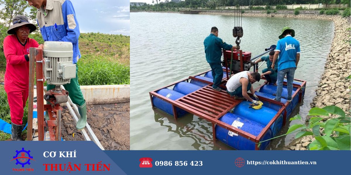 Máy hút bùn chuyên dùng hút bỏ bùn cặn cho các hộ kinh doanh nuôi thuỷ hải sản