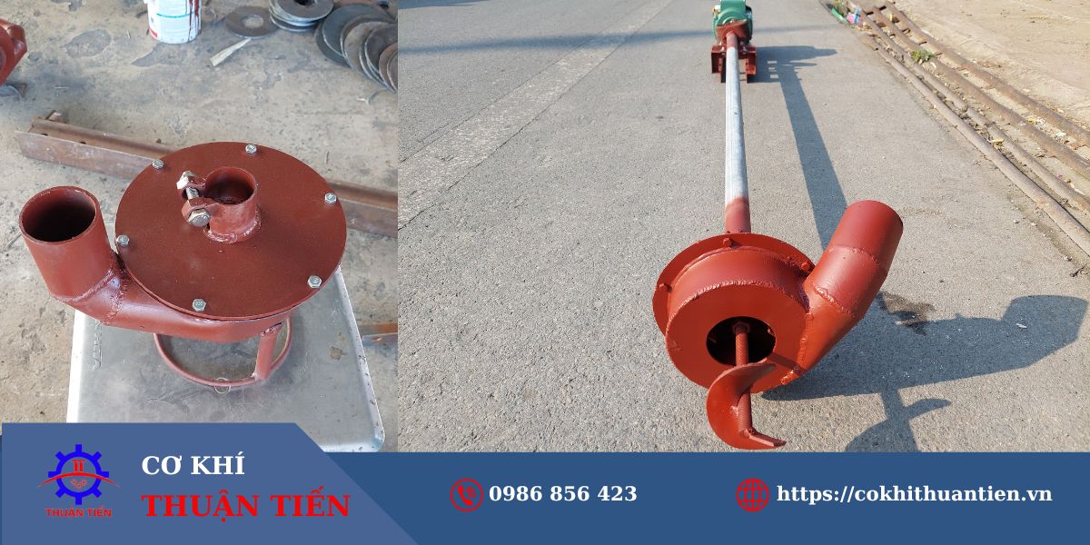 Cấu tạo cơ bản máy bơm bùn loại nhỏ gồm động cơ, đầu bơm, trục bơm, ống hút và xả